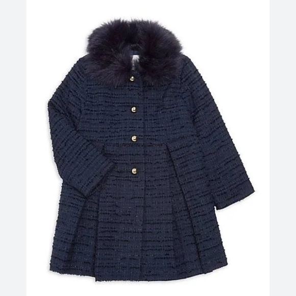 Janie and Jack Chic Faux Fur Collar Boucle Coat - Picture 8 of 10